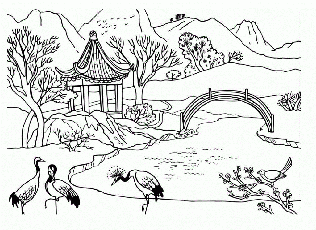 1024x747 Nature Scene Coloring Pages Coloring Page For Kids