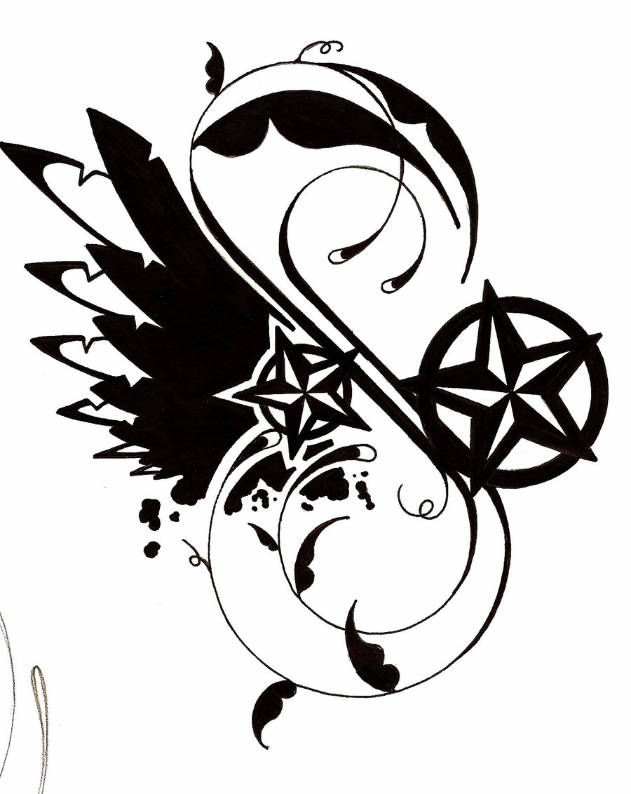 900x1132 Wings And Nautical Star By Sykboi