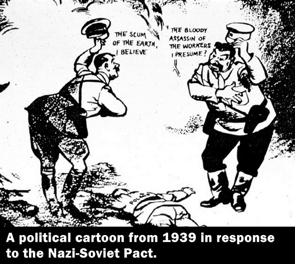 600x537 Political Cartoon From 1939 In Response To The Nazi Soviet Pact