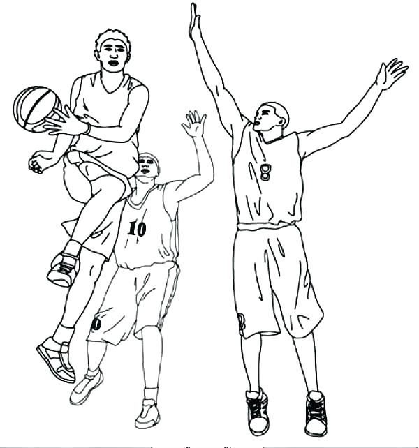 600x642 Coloring Pages Nba Logos Drawings Basketball Players