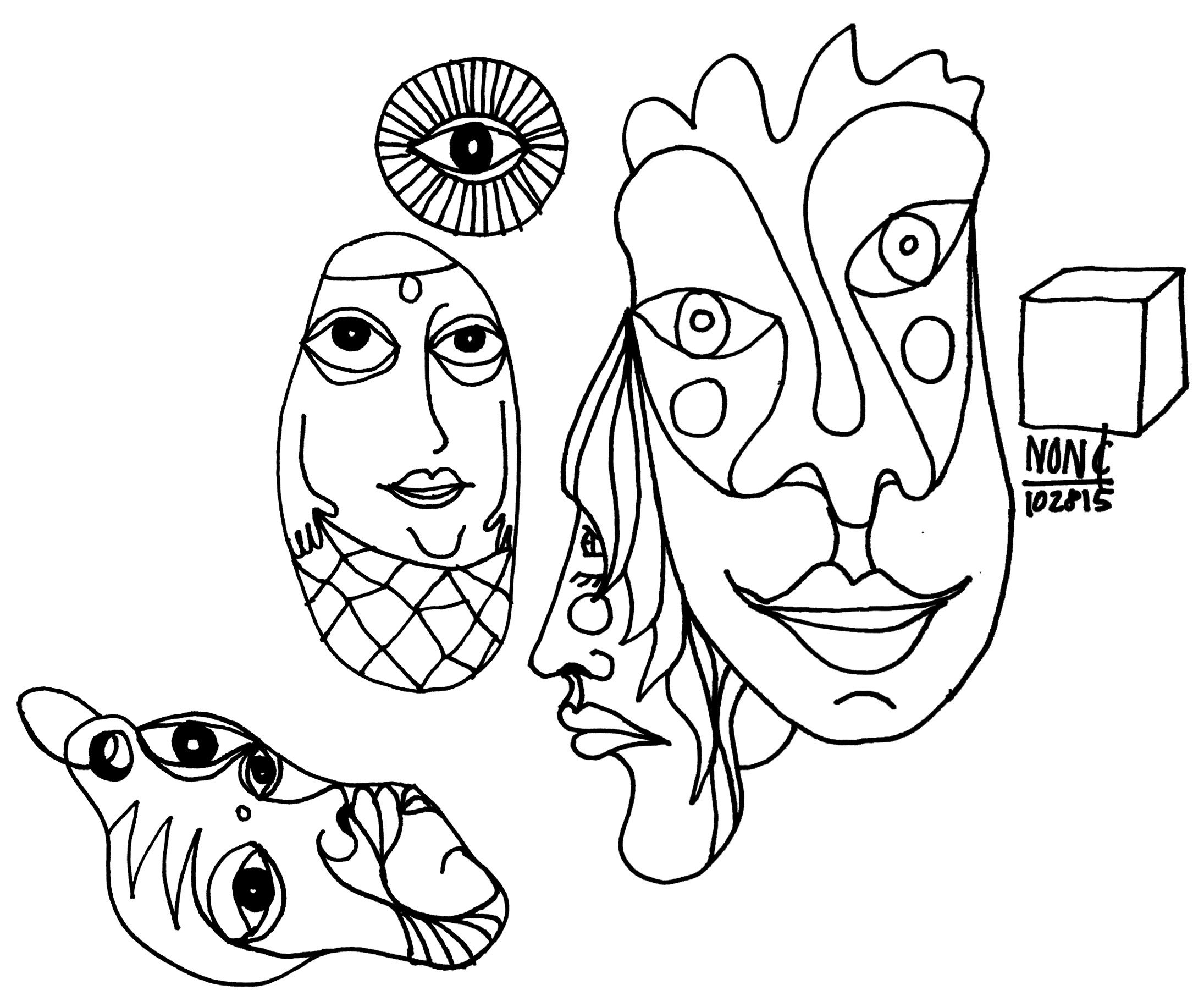 2190x1831 Ring Random Freestyle Drawing Includes Faces, Eyes, And Funky