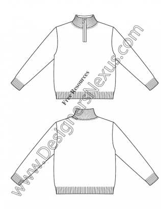 316x409 V32 Childrens Mock Neck Sweater Illustrator Flat Fashion Sketch