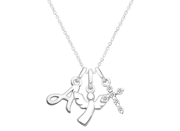 722x525 Guardian Angel Inital Necklace Set (Includes Chain, Cursive