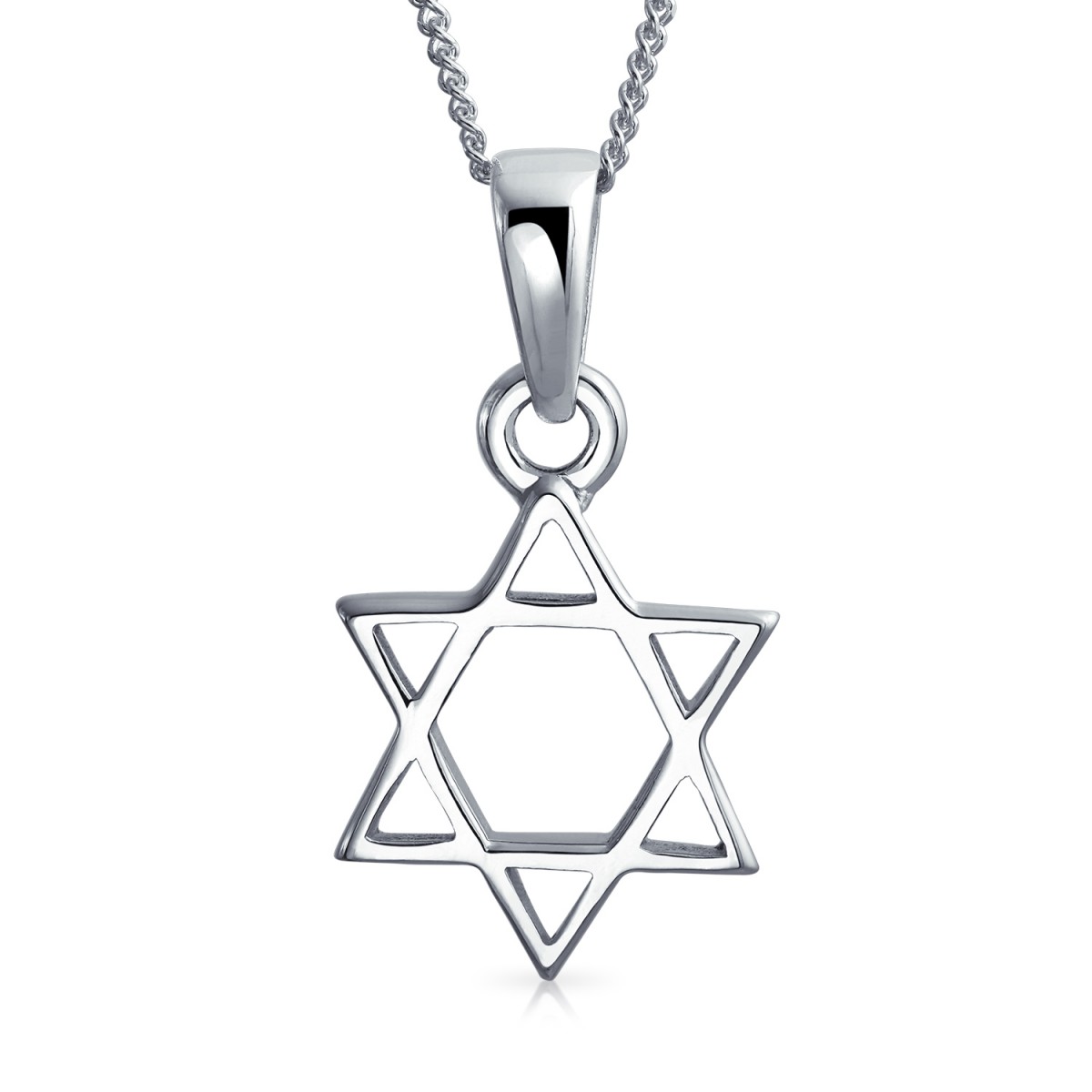 1200x1200 Open Star Of David Jewish Pendant Necklace Sterling Silver 18in