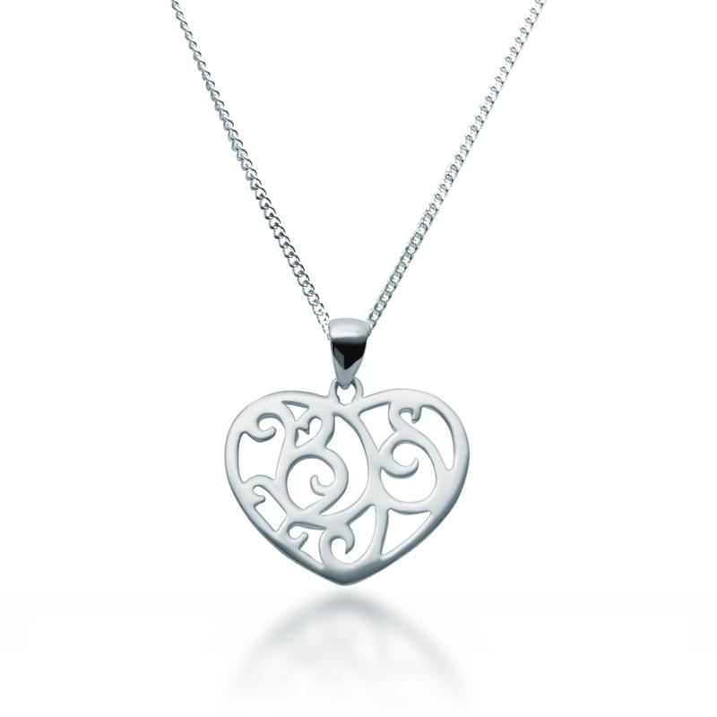 800x800 Sterling Silver Filigree Heart Necklace Zaffre Jewellery Australia