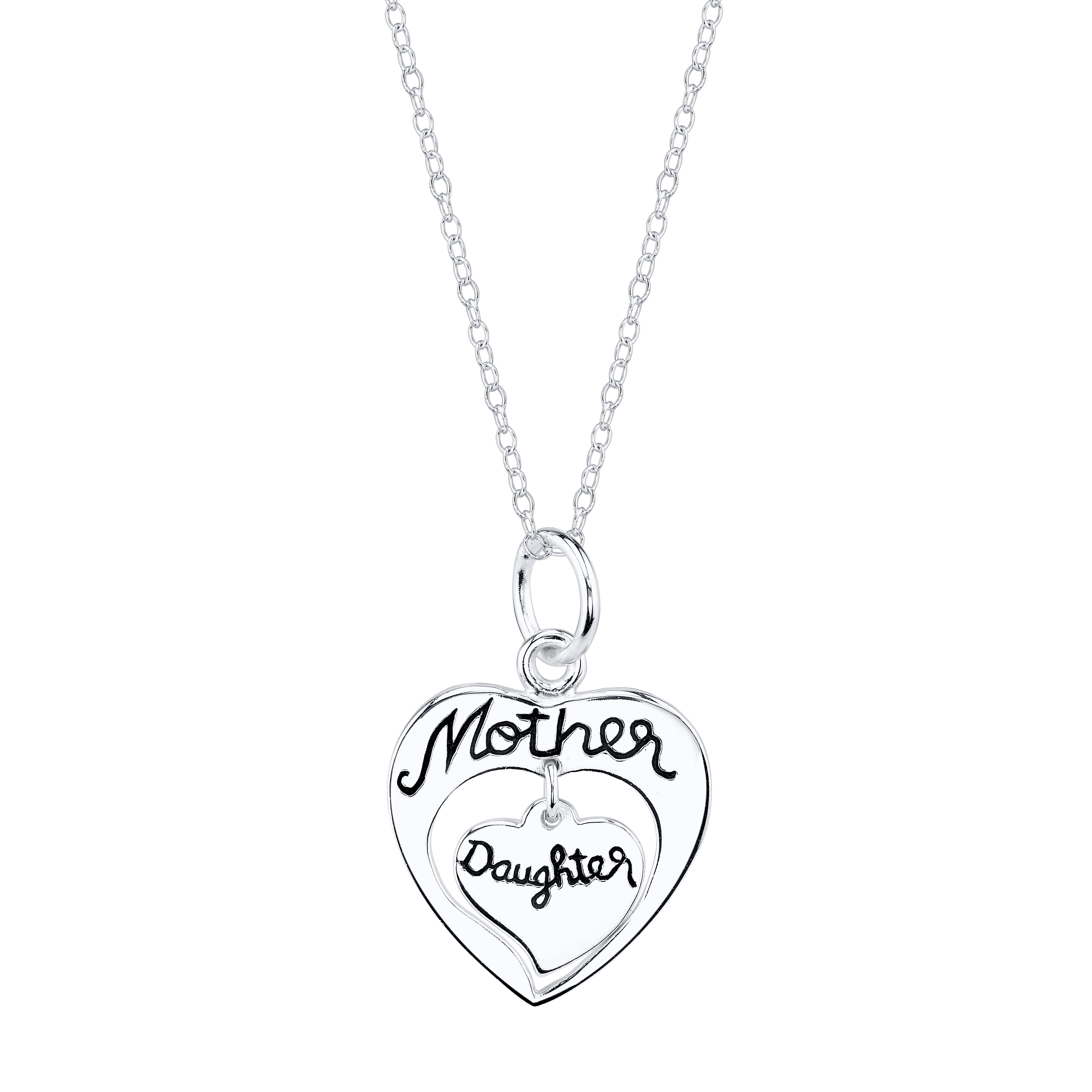 2769x2769 Sterling Silver Mother Daughter Heart Necklace