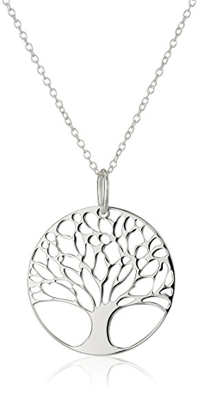 288x575 Sterling Silver Tree Of Life Disk Chain Pendant Necklace, 18