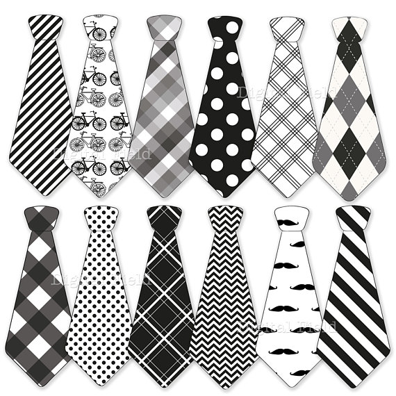 570x570 Necktie Clip Art Set Tie Clip Art Printable Black White