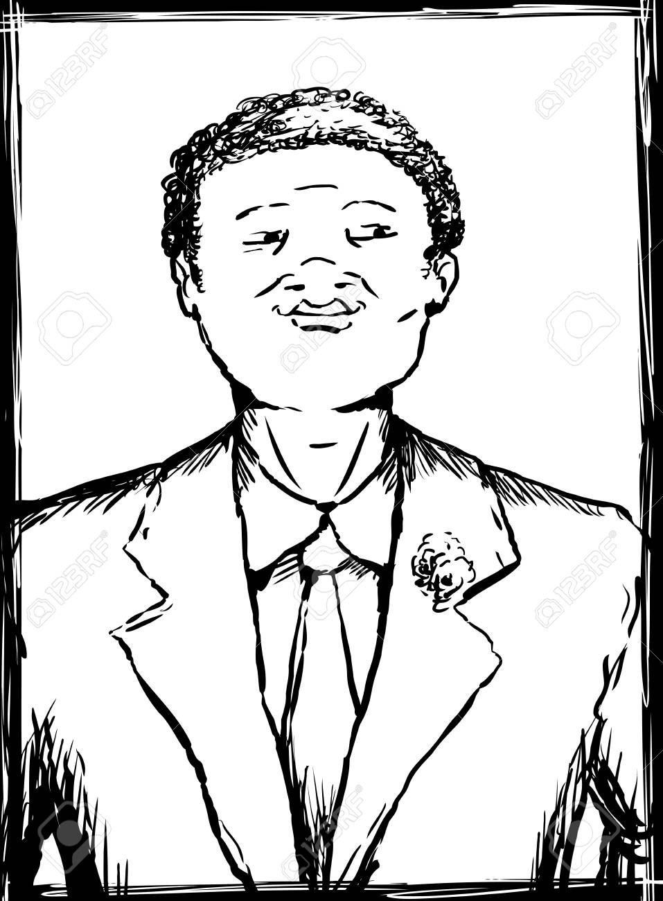 957x1300 Outline Illustration Portrait Of Smiling Young African American