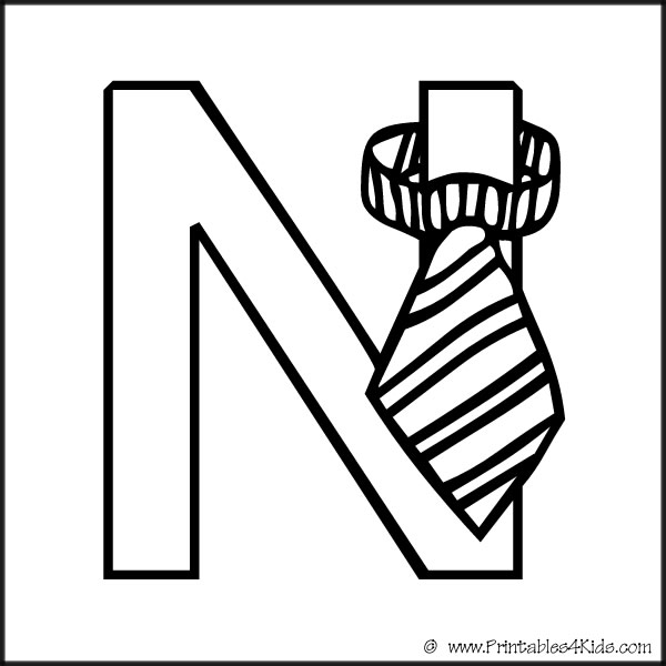 600x600 Alphabet Coloring Page Letter N Necktie Printables For Kids