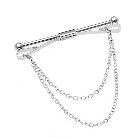 523x523 Zysta Men Silver Metal Necktie Tie Clip Link Chain