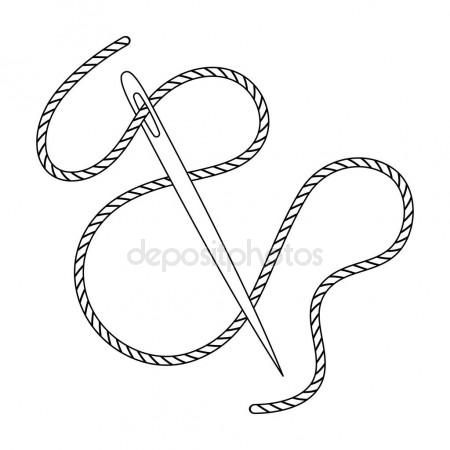 450x450 Green Thread And Needle Eye.sewing Or Tailoring Tools Kit Single