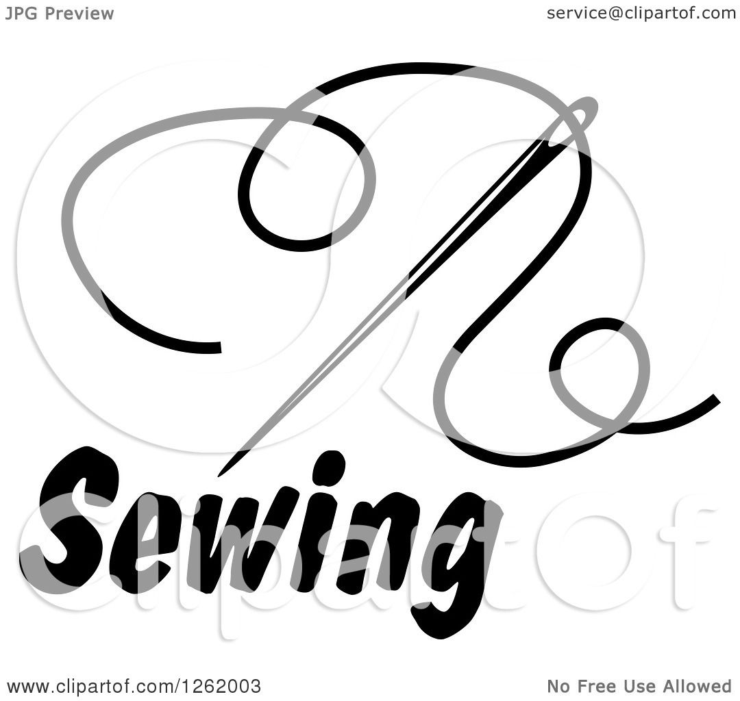 1080x1024 Clipart Of A Black And White Sewing Needle And Thread Over Text