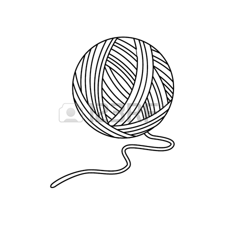 450x450 Raster Illustration Outline Drawing Or Yarn Ball For Knitting