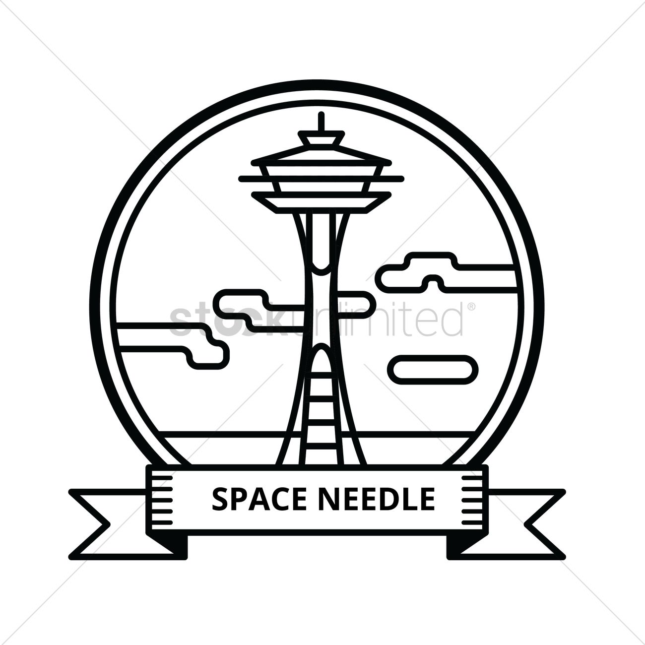 1300x1300 Space Needle Vector Image