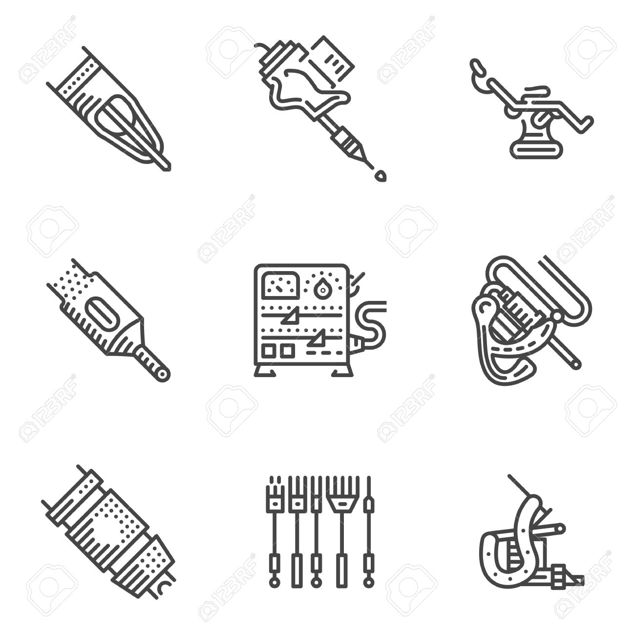1300x1300 Black Flat Line Styleicons For Tattoo Equipment. Tattoo Machine