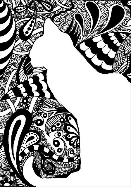 448x640 Cat Cat, Negative Space And Zentangles