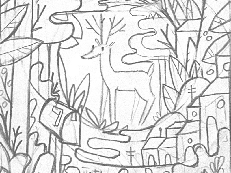 800x600 Deer Neighborhood Print