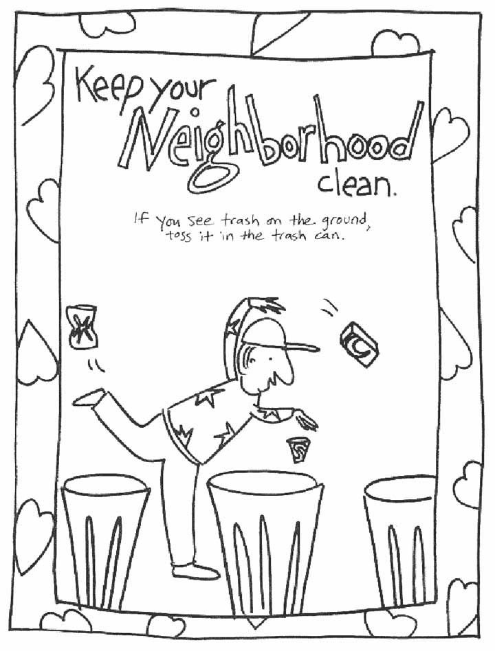 720x948 This Coloring Page For Kids Focuses On Keeping Your Neighborhood