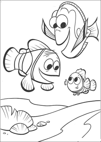 343x480 Marlin, Dory, Nemo Coloring Page Free Printable Coloring Pages