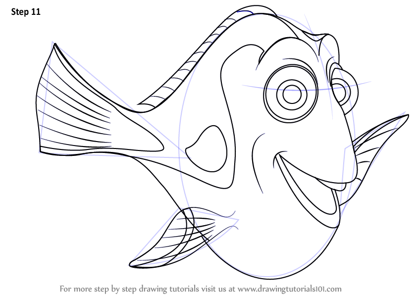 844x598 Learn How To Draw Dory From Finding Nemo (Finding Nemo) Step By