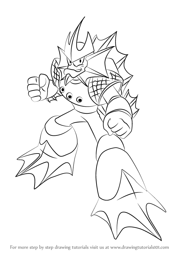 596x842 Learn How To Draw Neptune From Mega Man (Mega Man) Step By Step