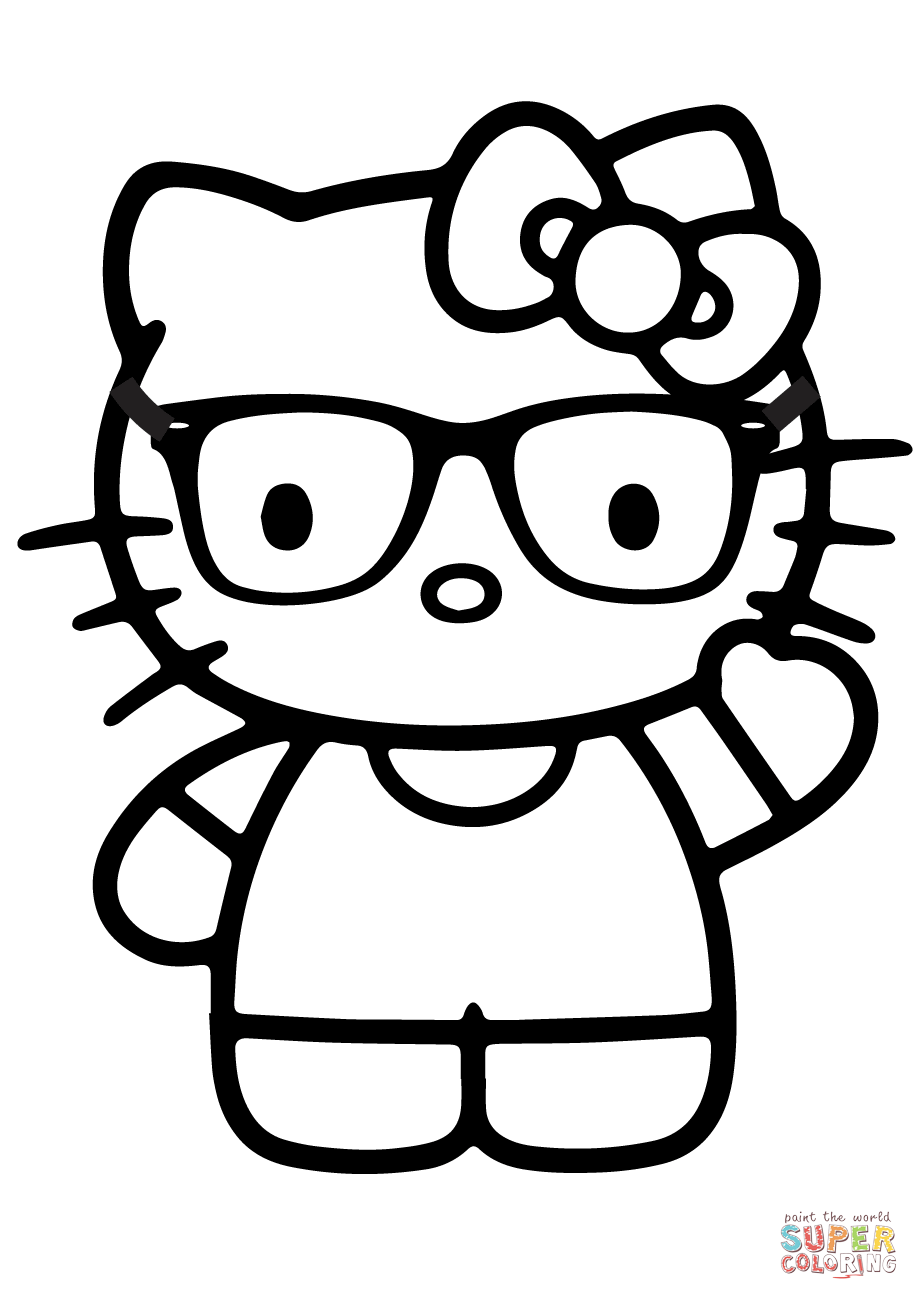 919x1300 Hello Kitty Nerd Coloring Page Free Printable Coloring Pages