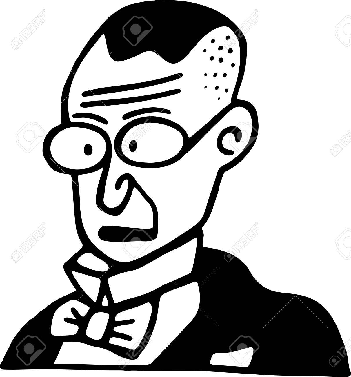 1211x1300 Simple Black And White Line Drawing Of A Cartoon Style Nerd