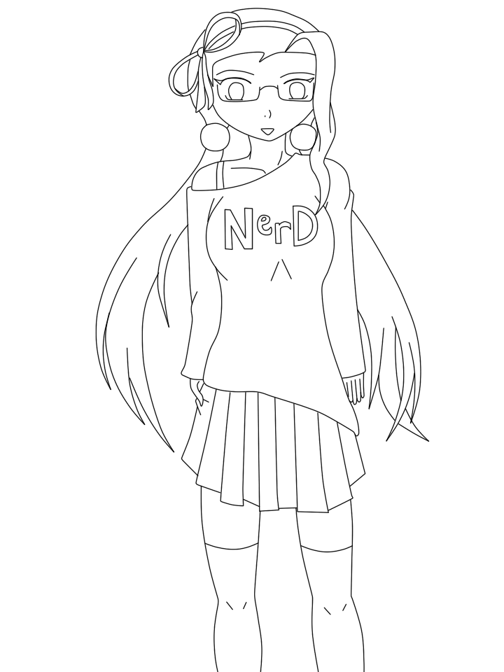 720x960 Lineart Nerd Girl By Living In Anime