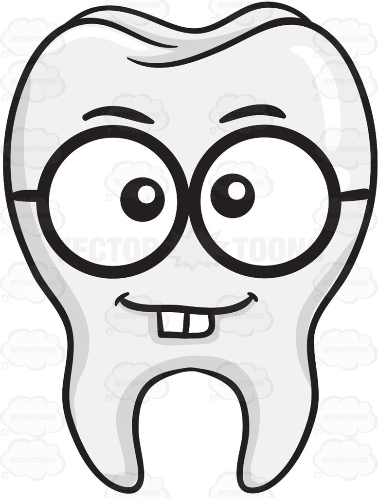777x1024 Nerd Looking Tooth With Eye Glasses Cartoon Clipart