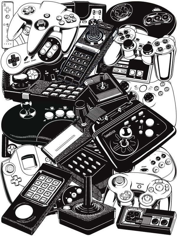 600x800 Vide Game Console Controllers. Nintendo, Sega, Playstation
