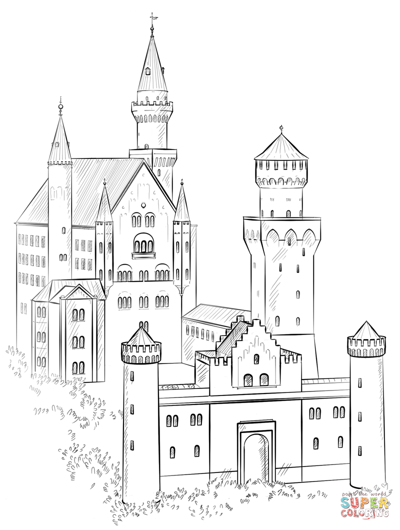 800x1060 Castles Coloring Page Neuschwanstein Castle Coloring Page Free
