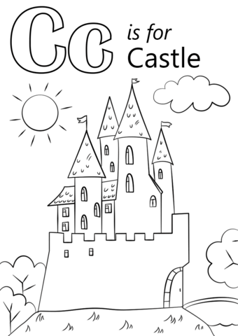 340x480 Letter C Is For Castle Coloring Page Free Printable Coloring Pages