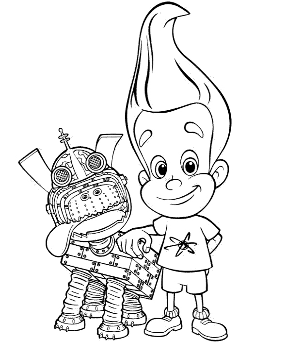 590x735 Jimmy Neutron With Dog Cartoon Coloring Pages Coloring Pages