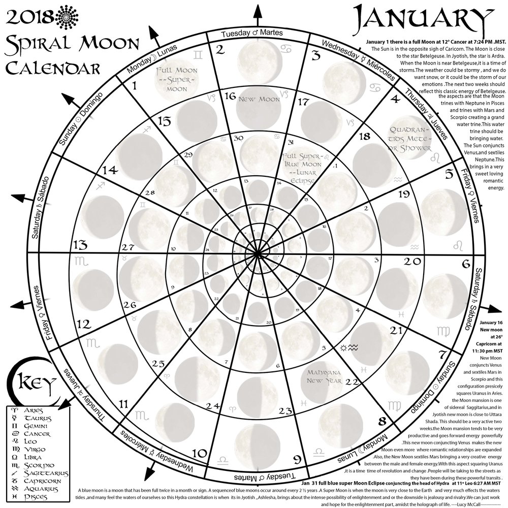 1000x1000 Spiral Moon Calendar Tribal Vision 2018