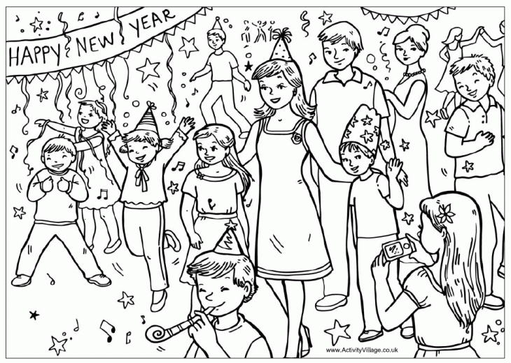 730x519 Happy New Year Party Coloring Page Free Printable Holiday