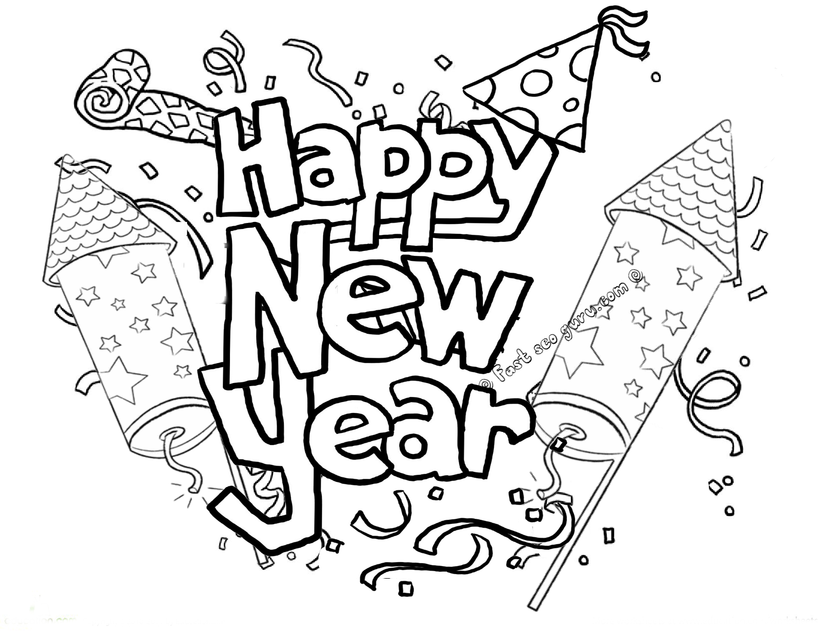 1650x1275 Joyful New Year Celebration Colouring Pages