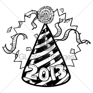 325x325 New Year's Eve Party Hat With Confetti Gl Stock Images