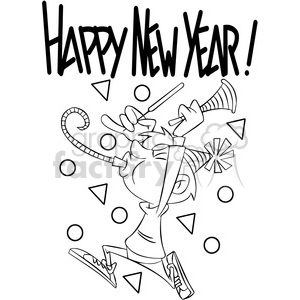 300x300 Royalty Free Black And White Happy New Year Celebration Vector