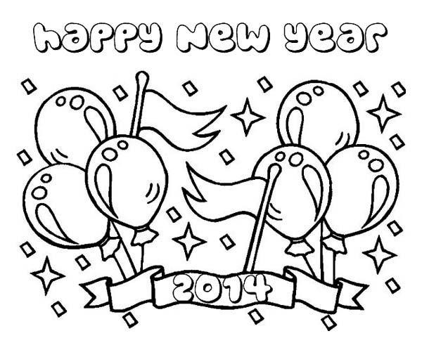600x508 Happy New Year Coloring Pages For Kids
