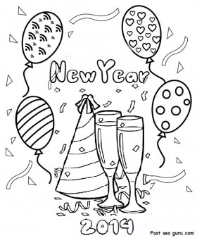280x338 Printable Happy New Year 2014 Clipart Coloring Pages