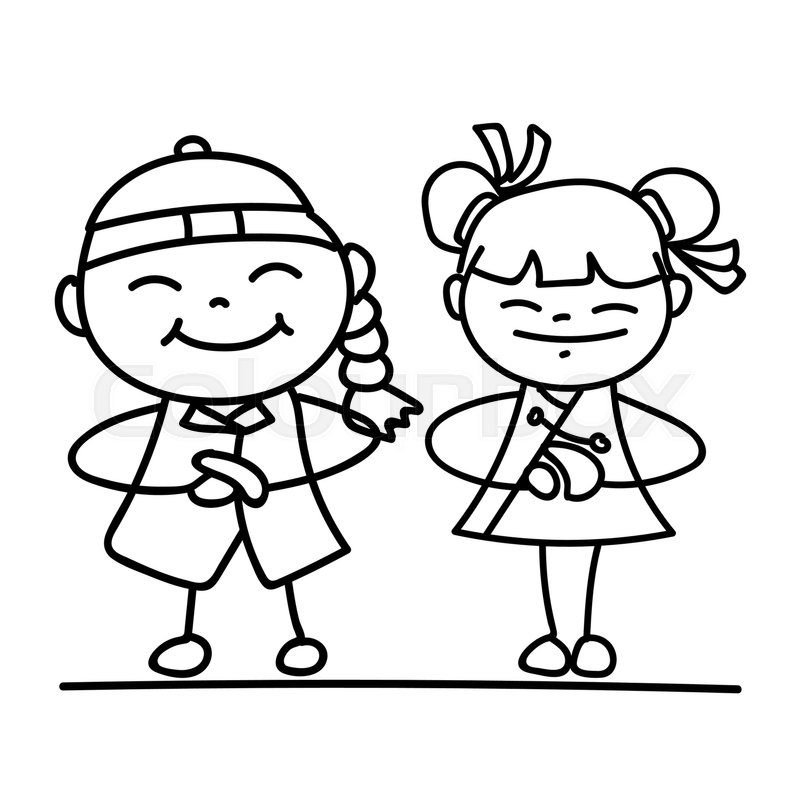 800x800 Set Of Hand Drawing Cartoon Character Chinese People And Kids