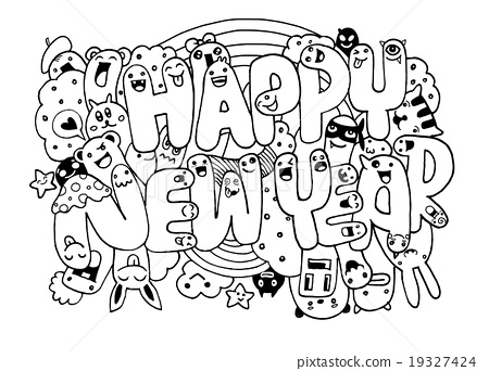 450x342 Doodle Style Happy New Year Sketch With Monsters