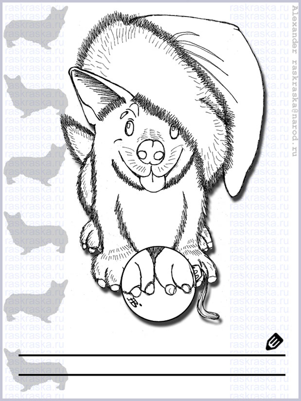 619x825 Printable Large Outline Image Of Puppy. New Year's Congratulatory