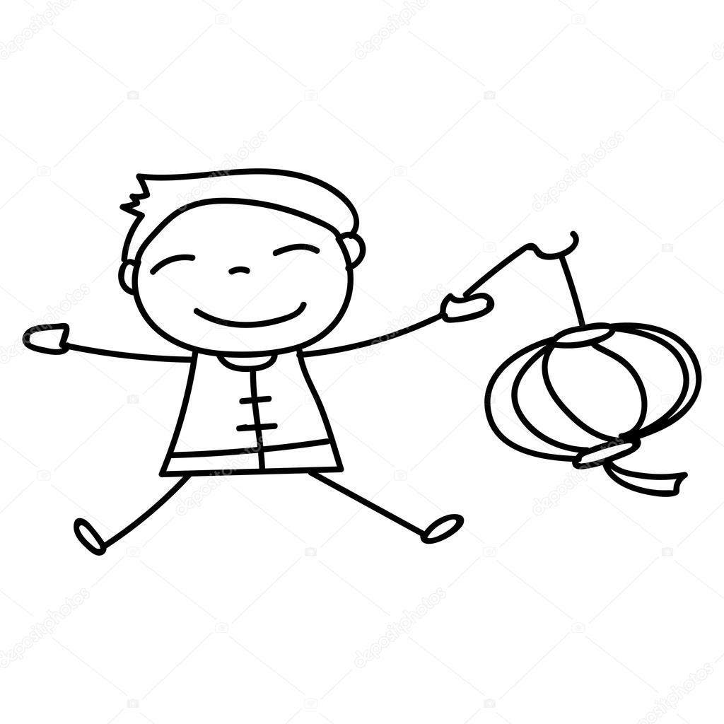 1024x1024 Hand Drawing Chinese New Year Cartoon Character Stock Vector