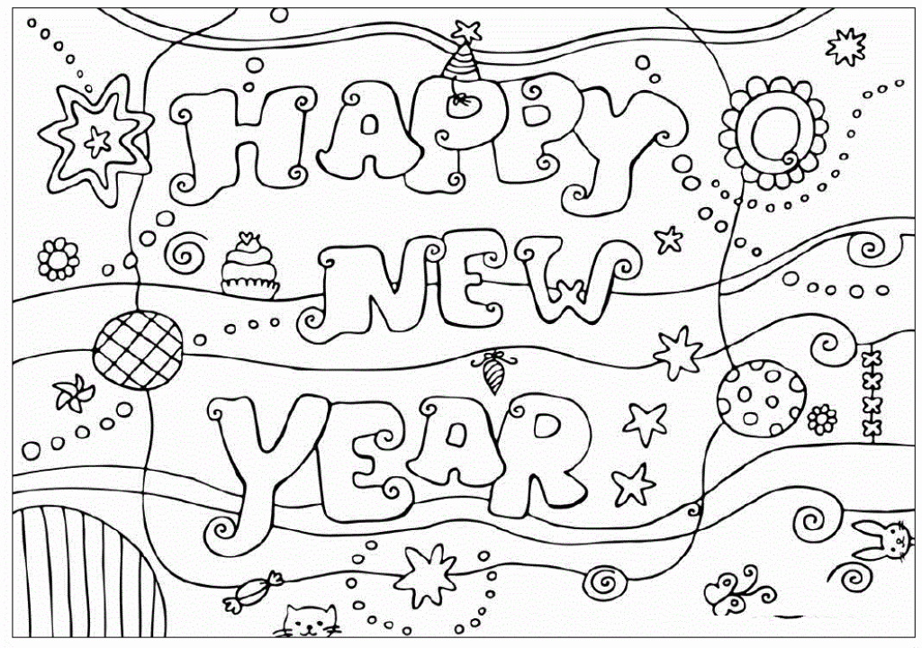 1024x720 Happy New Year Drawing] Happy New Year 2018 Coloring Pages