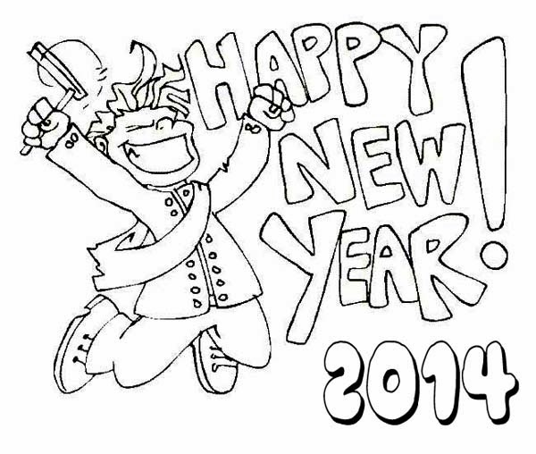 600x508 Happy New Year 2014 For Coloring
