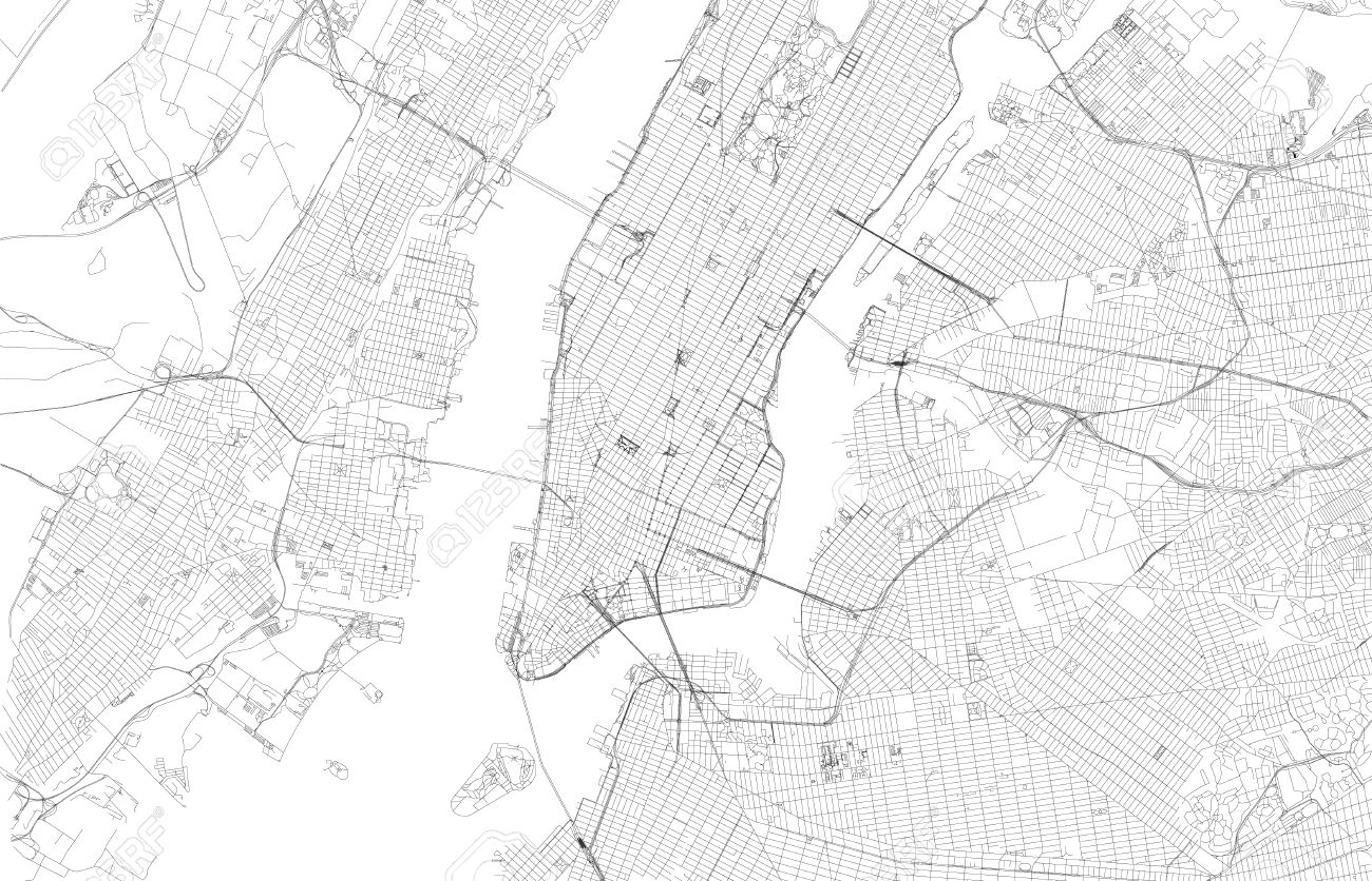 1300x836 Map New York City, Satellite View, Streets And Highways
