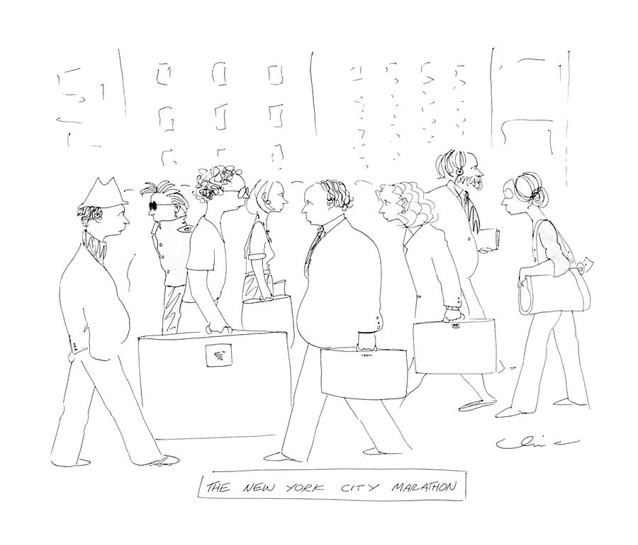 900x770 New York City Marathon Drawing By Richard Cline