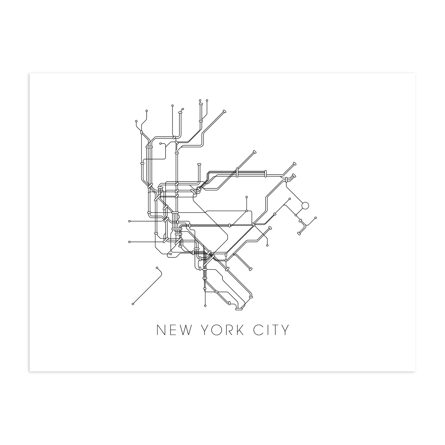 1500x1500 New York Subway Map (13 X 19 Print)
